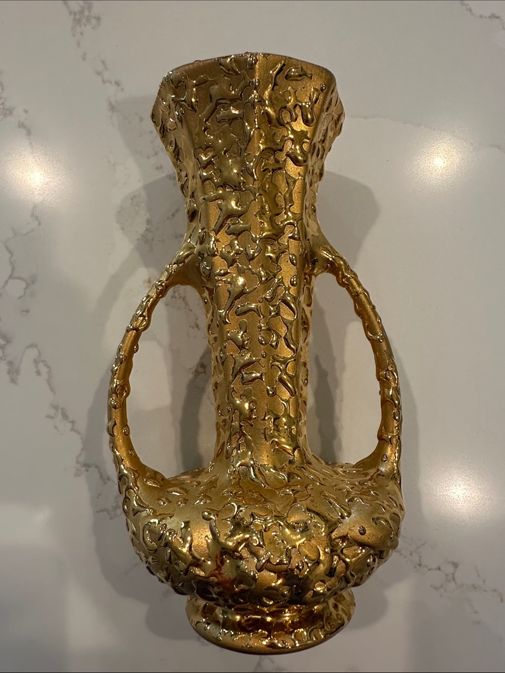 22 K Gold Vintage Hand Decorated Weeping Vase